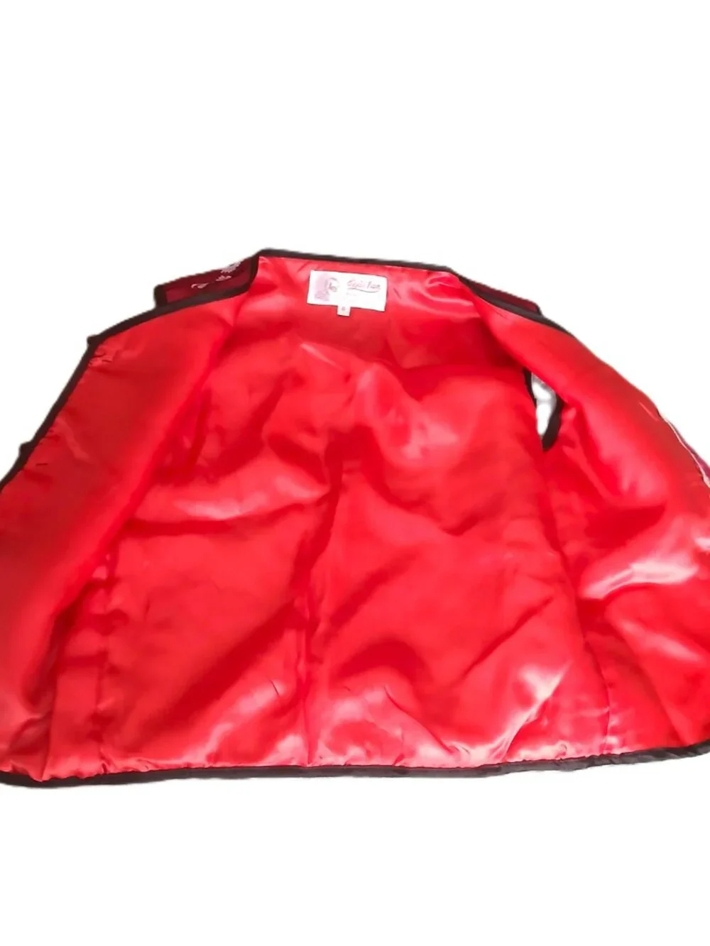 Vintage Kids Red Silk Satin AsianVest Size 6
